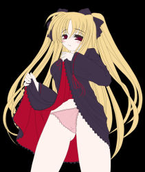 Rule 34 | 00s, 1girl, blonde hair, cameltoe, clothes lift, fate testarossa, frapowa, lace, lace-trimmed panties, lace trim, long hair, lyrical nanoha, mahou shoujo lyrical nanoha, panties, pink panties, skirt, skirt lift, solo, twintails, underwear, very long hair
