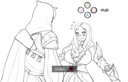 Rule 34 | 1boy, 1girl, assassin&#039;s creed (series), assassin&#039;s creed ii, blush, breasts, commentary, english commentary, ezio auditore da firenze, fate/grand order, fate (series), flying sweatdrops, gameplay mechanics, height difference, hood, imminent hug, large breasts, leonardo da vinci (fate), long hair, minkye, monochrome, parody, quick time event, scene reference