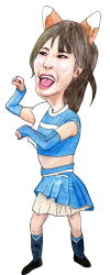 Rule 34 | 1girl, absurdres, cheerleader, highres, hokkaido nippon-ham fighters, kitsune dance, nippon professional baseball, simple background, tagme, takiya miyu