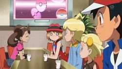 Rule 34 | 2boys, 3girls, animated, animated gif, ash ketchum, blush, bonnie (pokemon), clemont (pokemon), creatures (company), game freak, lowres, multiple boys, multiple girls, nintendo, pokemon, pokemon (anime), pokemon xy, serena (pokemon), shauna (pokemon), smile