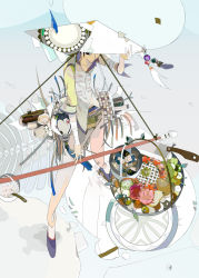 Rule 34 | abstract, bad id, bad pixiv id, bag, bandages, basket, beads, beak, belt, bird, black eyes, black hair, blade, branch, camouflage, cleaver, coin, collar, collarbone, cuffs, falling, feathers, flats, flower, food, foreshortening, fruit, hat, highres, knife, lantern, leaf, limbs, log, lotus, male focus, mandala, mango, messenger bag, miki 0, money, one-eyed, orange (fruit), original, pants, patch, patterned, piercing, popped collar, pot, puddle, reflection, rice, rice hat, ripples, rope, shadow, shells, shoes, shoulder bag, sideburns, silhouette, sky, sleeves rolled up, socks, solo, spoon, staff, sticker, strap, string, studs, sun, sunflower, swan, tassel, unbuttoned, vietnamese dress, water, weapon, wet, wind chime, wings, wok, wood