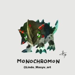 Rule 34 | absurdres, claws, digimon, digimon (creature), dinosaur, highres, looking at viewer, monochromon, simple background, solo, tail