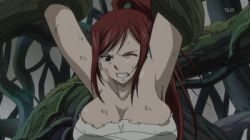 Rule 34 | animated, animated gif, bouncing breasts, breasts, erza scarlet, fairy tail, huge breasts, lowres, red hair, tagme, tentacles