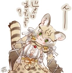 Rule 34 | animal costume, animal ear fluff, animal ears, cat ears, cat girl, cat tail, geoffroy&#039;s cat (kemono friends), highres, kemono friends, kemono friends v project, long hair, nyororiso (muyaa), simple background, tail, twintails, virtual youtuber