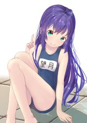 Rule 34 | 1girl, absurdres, ahoge, breasts, highres, long hair, purple hair, school swimsuit, simple background, small breasts, solo, swimsuit, tagme, unusual pupils, v, water, wet, white background