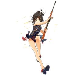 Rule 34 | 1girl, assault rifle, black footwear, black hair, brown eyes, china dress, chinese clothes, closed mouth, damaged, dress, frown, full body, girls&#039; frontline, gun, hair bun, hair ornament, hair ribbon, holding, holding gun, holding weapon, leg up, legs, long hair, looking at viewer, official alternate costume, ribbon, rifle, shoes, short sleeves, single hair bun, solo, tomato (lsj44867), torn clothes, torn dress, transparent background, type 63 (dusk phoenix) (girls&#039; frontline), type 63 (girls&#039; frontline), type 63 assault rifle, weapon, white ribbon