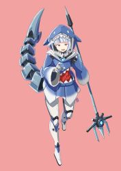 Rule 34 | 1girl, automatic giraffe, blue eyes, blue hair, gawr gura, gawr gura (1st costume), hololive, hololive english, hood, hoodie, looking at viewer, mecha musume, multicolored hair, open mouth, polearm, sharp teeth, silver hair, streaked hair, tail, teeth, trident, virtual youtuber, weapon