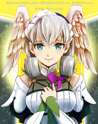 Rule 34 | 1girl, blue eyes, grey hair, head wings, highres, melia antiqua, mizss, smile, wings, xenoblade chronicles: future connected, xenoblade chronicles (series), xenoblade chronicles 1