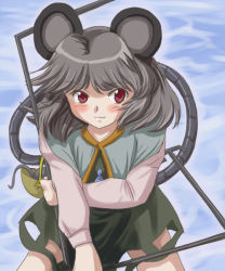Rule 34 | 1girl, animal ears, female focus, flx, grey hair, mouse ears, mouse tail, nazrin, red eyes, short hair, solo, tail, touhou