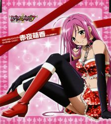 Rule 34 | 00s, 1girl, akashiya moka, cross, cross necklace, elbow gloves, gloves, highres, jewelry, necklace, rosario+vampire, rosary, solo, thighhighs
