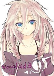 Rule 34 | 1girl, absurdres, bare shoulders, blonde hair, blue eyes, braid, character name, highres, ia (vocaloid), long hair, looking at viewer, off shoulder, portrait, sakana dango, sakanadango, simple background, sketch, solo, twin braids, upper body, vocaloid