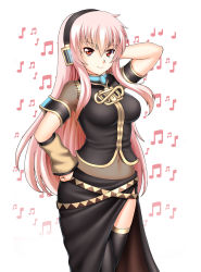 Rule 34 | 1girl, absurdres, breasts, highres, large breasts, long hair, megurine luka, red eyes, smile, thighhighs, vocaloid, zeshgolden