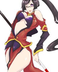 Rule 34 | 5emon (pixiv), arc system works, blazblue, blazblue: calamity trigger, china dress, chinese clothes, dress, glasses, litchi faye ling, long hair, one eye closed, ponytail, purple eyes, solo, very long hair, wink