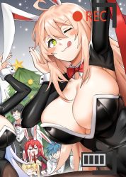 Rule 34 | + +, 2boys, 4girls, ahoge, animal ears, black legwear, black leotard, blush, breasts, brown hair, chulsoo kim (closers), cleavage, closed mouth, closers, fake animal ears, fake tail, green eyes, highres, large breasts, latex, leotard, long hair, long sleeves, looking at viewer, lucy (closers), mirae (closers), multiple boys, multiple girls, nail polish, nata (closers), pantyhose, rabbit ears, rabbit tail, red nails, saru (monkey magic3), selfie, seth (closers), shrug (clothing), smile, soma (closers), tail, tongue, tongue out, wrist cuffs
