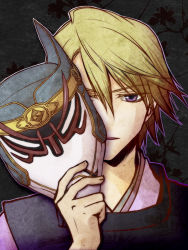 Rule 34 | 10s, 1boy, blonde hair, cossey, ivan karelin, japanese clothes, male focus, mask, origami cyclone, purple eyes, short hair, solo, tiger &amp; bunny