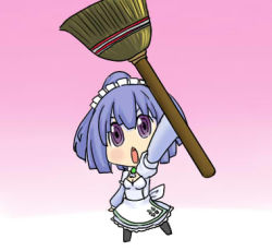 Rule 34 | /jp/, 4chan, apron, blue eyes, blue hair, broom, buri hamachi, lowres, meido (4chan)