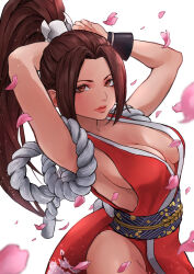Rule 34 | 1girl, absurdres, breasts, brown hair, fatal fury, highres, large breasts, ponytail, shiranui mai