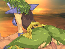 Rule 34 | 1girl, armor, armored dress, ass, backboob, breasts, censored, from behind, girl on top, green hair, large breasts, legs, long hair, lying, mask, ophiuchus shaina, penis, pussy, saint seiya, sex, sitting, sitting on person, thighs, torn clothes, vaginal, yoko juusuke