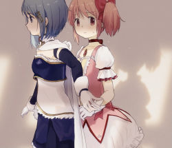 Rule 34 | 2girls, blue eyes, blue hair, fortissimo, gloves, hair ornament, kaname madoka, kaname madoka (magical girl), magical girl, mahou shoujo madoka magica, mahou shoujo madoka magica (anime), miki sayaka, miki sayaka (magical girl), multiple girls, musical note, musical note hair ornament, pink eyes, pink hair, ribbon, short hair, short twintails, twintails, un nm5sy, white gloves