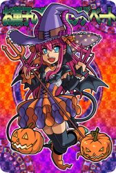 Rule 34 | 10s, 1girl, asymmetrical horns, blue eyes, corset, dragon tail, elizabeth bathory (fate), elizabeth bathory (fate/extra ccc), elizabeth bathory (halloween caster) (fate), fate/extra, fate/extra ccc, fate/grand order, fate (series), halloween, halloween costume, hat, horns, idol, long hair, looking at viewer, open mouth, parody, pink hair, plaid, plaid skirt, pointy ears, pumpkin, reki 00, shinrabanshou, skirt, smile, solo, style parody, tail, thighhighs, uneven horns, witch hat