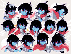 Rule 34 | 1other, :&lt;, anger vein, armor, bandaid, bandaid on face, bandaid on nose, black hair, blush, bow, bug, butterfly, clenched teeth, closed eyes, closed mouth, commentary request, cropped shoulders, deltarune, expressions, expressive hair, flying sweatdrops, gloves, grin, hair between eyes, hair bow, highres, insect, kris (deltarune), multiple views, open mouth, red eyes, red scarf, scarf, senjochi janai, shaded face, signature, simple background, smile, sweat, teeth, two-tone background, v, wavy mouth, white bow, white gloves
