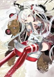 Rule 34 | 10s, 119, 1girl, amatsukaze (kancolle), brown eyes, dress, hairband, kantai collection, long hair, open mouth, rensouhou-kun, sailor dress, silver hair, stuffed animal, stuffed toy, teddy bear, two side up