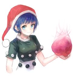 Rule 34 | 1girl, blob, blue eyes, blue hair, doremy sweet, dress, image sample, keemoringo, looking at viewer, matching hair/eyes, nightgown, short hair, short sleeves, simple background, smile, solo, touhou, upper body, white background