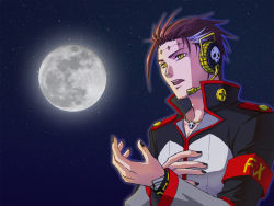 Rule 34 | bad id, bad pixiv id, big al, brown hair, full moon, headset, jacket, jewelry, male focus, moon, multicolored hair, music, nail polish, necklace, night, open mouth, singing, skull, sky, star (symbol), vocaloid, yellow eyes