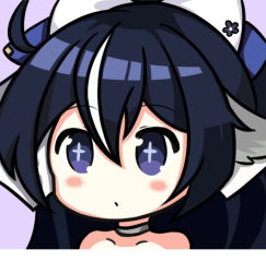 Rule 34 | + +, 1girl, ahoge, azur lane, bare shoulders, blush, bow, closed mouth, collarbone, commentary request, grey choker, hair between eyes, hair bow, long hair, looking at viewer, multicolored hair, nagato-chan, pink background, portrait, purple eyes, purple hair, simple background, solo, streaked hair, white bow, white hair, yoizuki (azur lane)