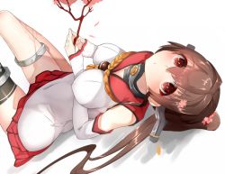Rule 34 | 10s, 1girl, black thighhighs, boruhis, hair between eyes, kantai collection, long hair, miniskirt, ponytail, skirt, solo, thighhighs, very long hair, white background, yamato (kancolle)
