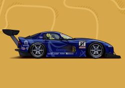 Rule 34 | arhentol, car, dodge (company), dodge viper, from side, highres, logo, michelin, michelin man, motor vehicle, no humans, orange background, original, race vehicle, racecar, shadow, spoiler (automobile), sports car, vehicle focus, world time attack challenge