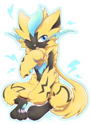 Rule 34 | 1other, androgynous, animal ears, animal feet, animal hands, animal nose, artist name, black fur, blue eyes, blue outline, blush, body fur, cat ears, cat tail, claws, creatures (company), fang, full body, furry, game freak, gen 7 pokemon, hand up, indian style, legendary pokemon, light blush, lightning bolt symbol, looking at viewer, multicolored hair, mythical pokemon, negoya, nintendo, one eye closed, open mouth, other focus, outline, pawpads, pokemon, pokemon (creature), signature, sitting, solo, tail, tongue, tongue bath, tongue out, two-tone hair, whiskers, yellow fur, zeraora