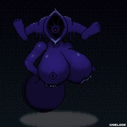 Rule 34 | 1girl, 2020, abomination, bare shoulders, blue skin, blueskin no mori, grabbing another&#039;s breast, breasts, clitoris, colored skin, faceless, faceless female, facing viewer, game, grabbing, highres, horror (theme), monster, monster girl, nieldoe, nipples, open mouth, pixel art, pussy, pussy juice, red eyes, spread legs, video game, zell (999)