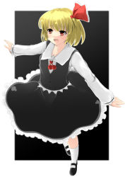 Rule 34 | 1girl, blonde hair, embodiment of scarlet devil, fang, female focus, md5 mismatch, meneru, red eyes, resolution mismatch, rumia, short hair, solo, source larger, touhou