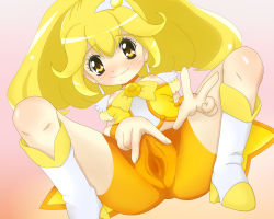Rule 34 | 10s, 1girl, ass, blonde hair, blue eyes, blush, cure peace, gloves, kise yayoi, long hair, pantyhose, precure, pussy, smile precure!, spread legs, spread pussy, spread pussy under clothes, uncensored