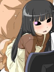 Rule 34 | 1girl, bent over, black hair, black sclera, blush, clothed female nude male, clothed sex, colored sclera, dress, long hair, mono ai, nude, oekaki, original, sex, solo focus, sweat, tomu (tomubobu)
