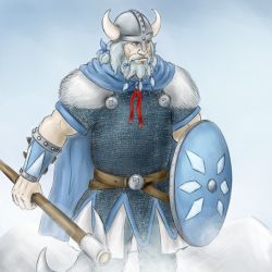 Rule 34 | circled 9, 1boy, armor, axe, bad id, bad tumblr id, beard, belt, cape, chainmail, cirno, cowboy shot, drawfag, facial hair, genderswap, genderswap (ftm), helmet, horns, male focus, manly, parody, shield, solo, source request, standing, techno viking, touhou, viking, viking axe, warrior, weapon