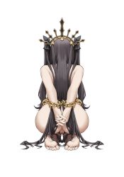 Rule 34 | 1girl, aia (pixiv15077492), arms behind back, ass, black hair, bound, bound arms, chain, completely nude, fate/grand order, fate (series), from behind, highres, ishtar (fate), long hair, nude, pussy, seiza, sitting, solo, tiara, two side up, very long hair
