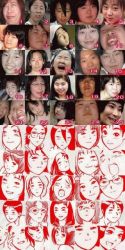 Rule 34 | 6+girls, asian, chart, comparison, hair between eyes, multiple girls, photo (medium), red theme, truth