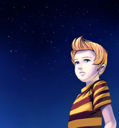 Rule 34 | 1boy, bad id, bad pixiv id, kouno (masao), lucas (mother 3), male focus, mother (game), mother 3, night, nintendo, quiff, sky, solo, star (sky), star (symbol), starry sky, tears
