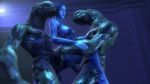 Rule 34 | 1girl, 2boys, 3d, alien, anal, animated, ass, ass grab, blue eyes, blue hair, blue skin, breasts, carrying, colored skin, cortana, deep penetration, double penetration, group sex, halo (game), held up, hetero, highres, large penis, mmf threesome, moaning, monster, multiple boys, multiple penetration, nipples, noname55, nude, penis, pussy, sandwiched, sangheili, see-through, sex, sound, source filmmaker (medium), source request, standing, standing sex, suspended congress, teamwork, threesome, uncensored, vaginal, video