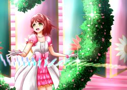 Rule 34 | 1girl, absurdres, artist name, artist request, awakening promise (love live!), belt, blush, bow, braid, braided bun, breasts, cleavage, collarbone, dress, dress bow, earrings, female focus, floating hair, flower, frilled dress, frilled skirt, frills, gloves, green eyes, hair bun, hair flower, hair ornament, highres, jewelry, looking at viewer, love live!, love live! nijigasaki high school idol club, love live! school idol festival, miniskirt, necklace, orange hair, outdoors, outstretched arms, parted lips, pearl earrings, pearl necklace, pink belt, pink bow, pink dress, pink flower, pink skirt, pink wrist cuffs, plaid, plaid dress, plaid skirt, pleated, pleated dress, pleated skirt, puffy short sleeves, puffy sleeves, red hair, short hair, short sleeves, side bun, single side bun, skirt, skirt under dress, small breasts, smile, solo, sparkle, two-tone dress, uehara ayumu, wavy hair, white dress, white gloves, wrist cuffs, yellow eyes, yellow skirt