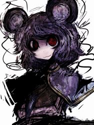 Rule 34 | 1girl, :3, animal ears, bad id, bad pixiv id, empty eyes, f7(eiki), female focus, mouse ears, nazrin, pentagram, red eyes, solo, standing, touhou, white background
