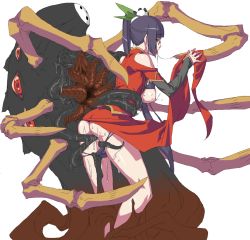 Rule 34 | 1girl, 212 (kisaragi), arakune, arc system works, ass, back, bad id, bad pixiv id, black hair, blazblue, blazblue: calamity trigger, breasts, china dress, chinese clothes, dress, glasses, hair ornament, interspecies, lao jiu, large breasts, litchi faye ling, long hair, monster, nipples, oekaki, open mouth, panties, panty pull, ponytail, saliva, solo, tentacle sex, tentacles, underwear, vaginal, very long hair