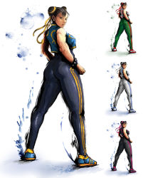 Rule 34 | 1990s (style), 1girl, alternate costume, ass, brown eyes, brown hair, capcom, chinese clothes, chun-li, double bun, earrings, jewelry, kaiwai, street fighter, street fighter iv (series), street fighter zero (series), thick thighs, thighs
