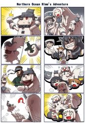 Rule 34 | ..., 10s, 4girls, 4koma, :d, ?, ^ ^, abyssal ship, admiral (kancolle), aircraft, airplane, armored aircraft carrier oni, bar censor, battleship princess, big boss, blue eyes, censored, closed eyes, colored skin, comic, dress, enemy aircraft (kancolle), eyepatch, closed eyes, gooster, headband, headgear, highres, holding, horns, identity censor, kantai collection, metal gear (series), mittens, multiple 4koma, multiple girls, mutsu (kancolle), nagato (kancolle), northern ocean princess, o o, open mouth, ponytail, re-class battleship, red eyes, seaport princess, silent comic, smile, spoken ellipsis, sweat, tearing up, white dress, white hair, white skin, wo-class aircraft carrier, x x