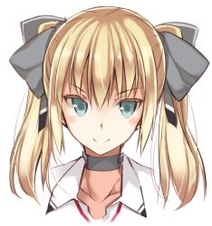 Rule 34 | 10s, 1girl, alternate hairstyle, aqua eyes, bismarck (kancolle), blonde hair, blush, choker, collarbone, hair ribbon, hair up, kantai collection, long hair, looking at viewer, ohta yuichi, portrait, ribbon, sidelocks, sketch, smile, solo, twintails, twintails day