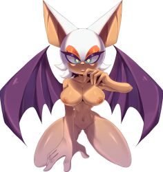 Rule 34 | 1girl, absurdres, bat wings, blue eyes, breasts, collarbone, eyelashes, eyeshadow, facing viewer, full body, furry, furry female, grin, half-closed eyes, highres, kneeling, large breasts, lipstick, looking at viewer, makeup, navel, nipples, nude, onz402, orange eyeshadow, pointy ears, pussy, rouge the bat, smile, solo, sonic (series), star-shaped pupils, star (symbol), symbol-shaped pupils, tan, teet, thick thighs, thighs, white background, wings, yellow pupils