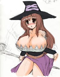 Rule 34 | absurdres, artist request, blush, breasts, dragon&#039;s crown, hat, highres, huge breasts, sorceress (dragon&#039;s crown), staff, vanillaware, weapon