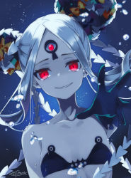 Rule 34 | 1girl, abigail williams (fate), abigail williams (swimsuit foreigner) (fate), abigail williams (swimsuit foreigner) (first ascension) (fate), air bubble, bare shoulders, bikini, black bikini, black bow, bow, breasts, bubble, collarbone, colored skin, double bun, fate/grand order, fate (series), forehead, grin, hachimitsu monte, hair bun, highres, keyhole, long hair, looking at viewer, multiple bows, orange bow, outstretched arm, parted bangs, red eyes, sharp teeth, sidelocks, small breasts, smile, swimsuit, teeth, third eye, underwater, very long hair, white hair, white skin